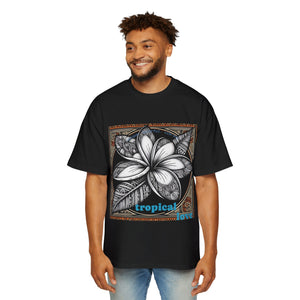 Tropical Love Oversized Premium Heavy Cotton Tee, Relaxed Fit T-Shirt, Gift for Him, Summer Style, Casual Wear, Unique Art Design