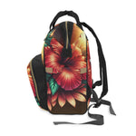 Multifunctional Red Hibis Diaper Backpack | Stylish Baby Bag, Mom Tote, Travel Backpack, Baby Shower Gift, Everyday Use
