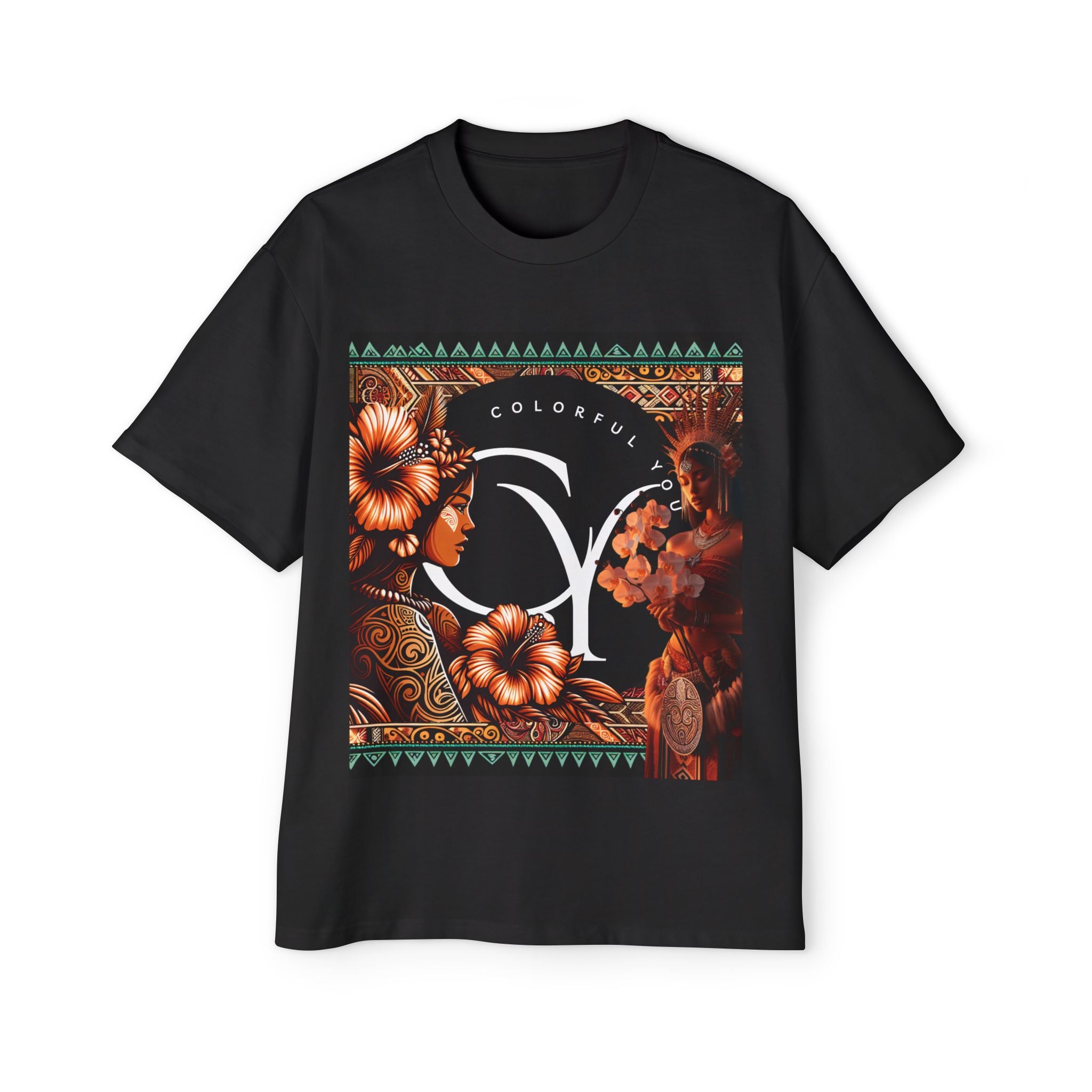 Colorful You Designer Front Tropical Sunset Graphic Tee - Relaxed Fit, Unisex, Bohemian Style, Beachwear, Travel Essentials
