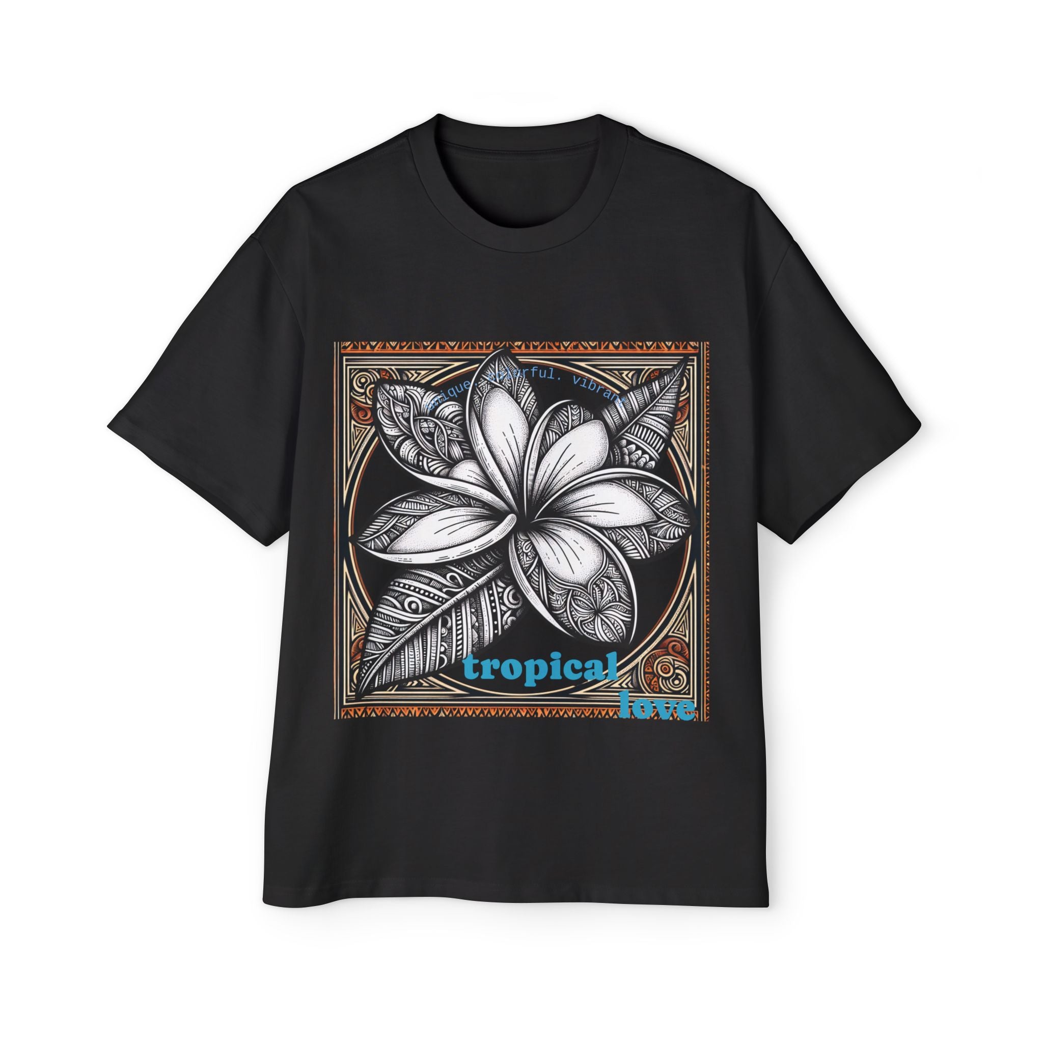 Tropical Love Oversized Premium Heavy Cotton Tee, Relaxed Fit T-Shirt, Gift for Him, Summer Style, Casual Wear, Unique Art Design
