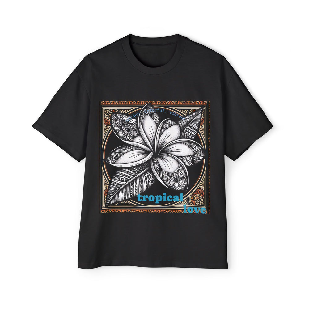 Tropical Love Oversized Premium Heavy Cotton Tee, Relaxed Fit T-Shirt, Gift for Him, Summer Style, Casual Wear, Unique Art Design