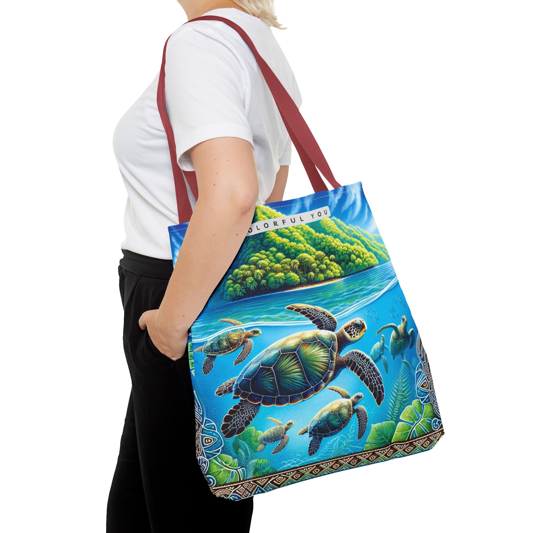 Colorful Ocean Turtle Tote Bag - Eco-Friendly Beach Bag for Nature Lovers