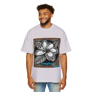 Tropical Love Oversized Premium Heavy Cotton Tee, Relaxed Fit T-Shirt, Gift for Him, Summer Style, Casual Wear, Unique Art Design