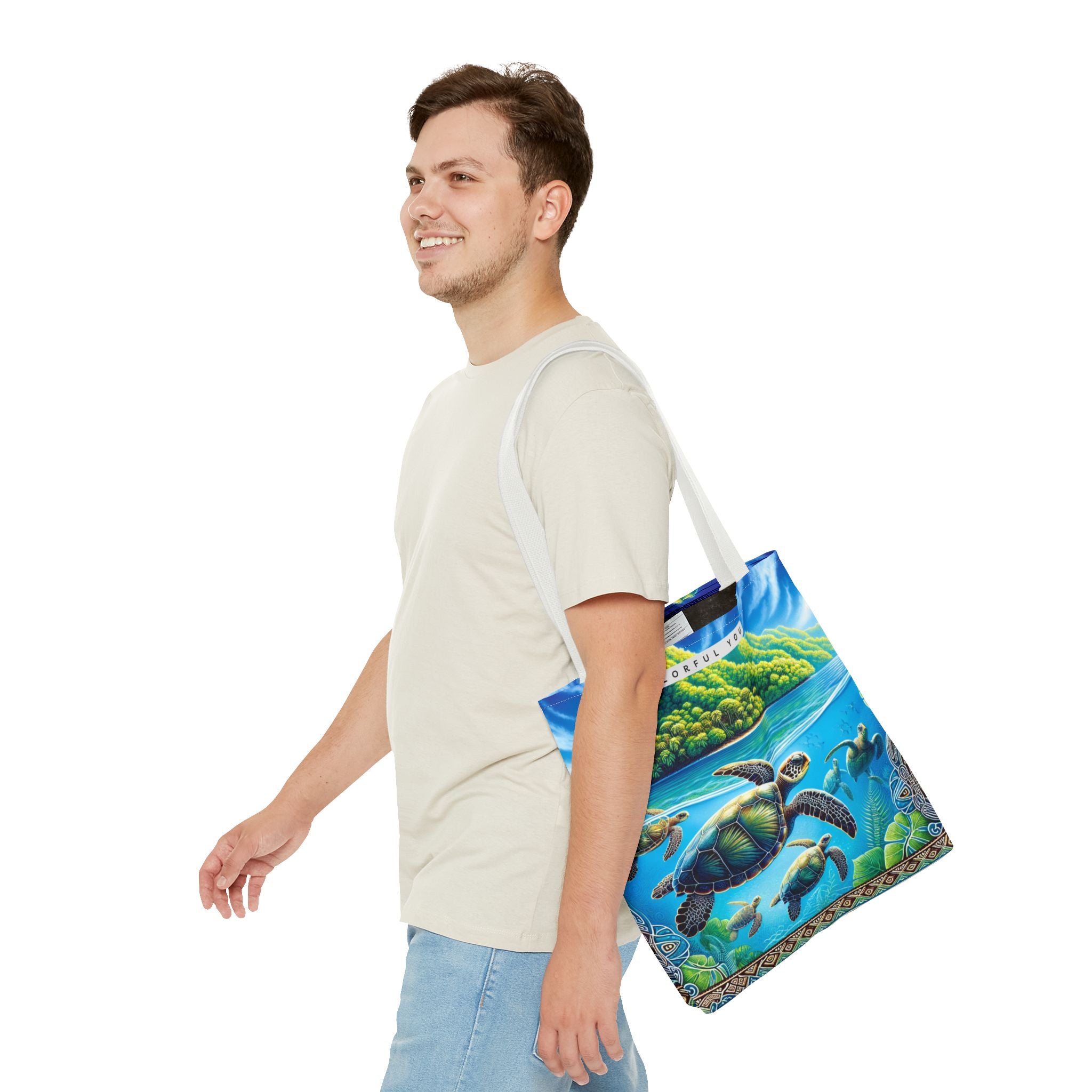 Colorful Ocean Turtle Tote Bag - Eco-Friendly Beach Bag for Nature Lovers
