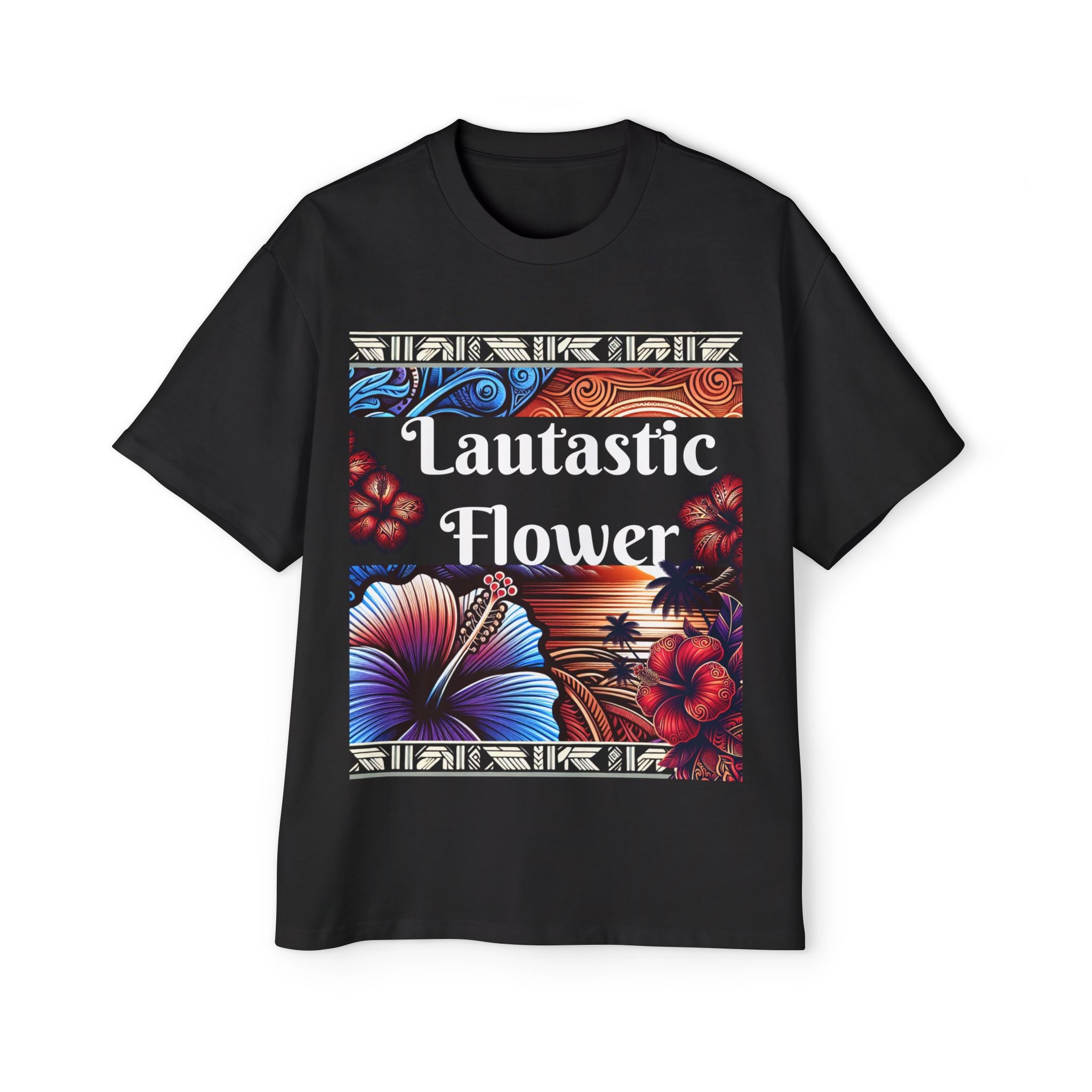 Lautastic Flower Oversized Tee  - Vibrant Floral Graphic T-Shirt