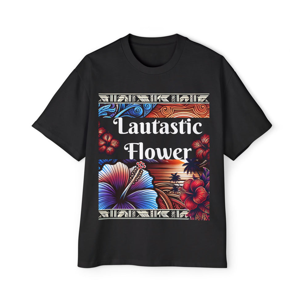 Lautastic Flower Oversized Tee  - Vibrant Floral Graphic T-Shirt