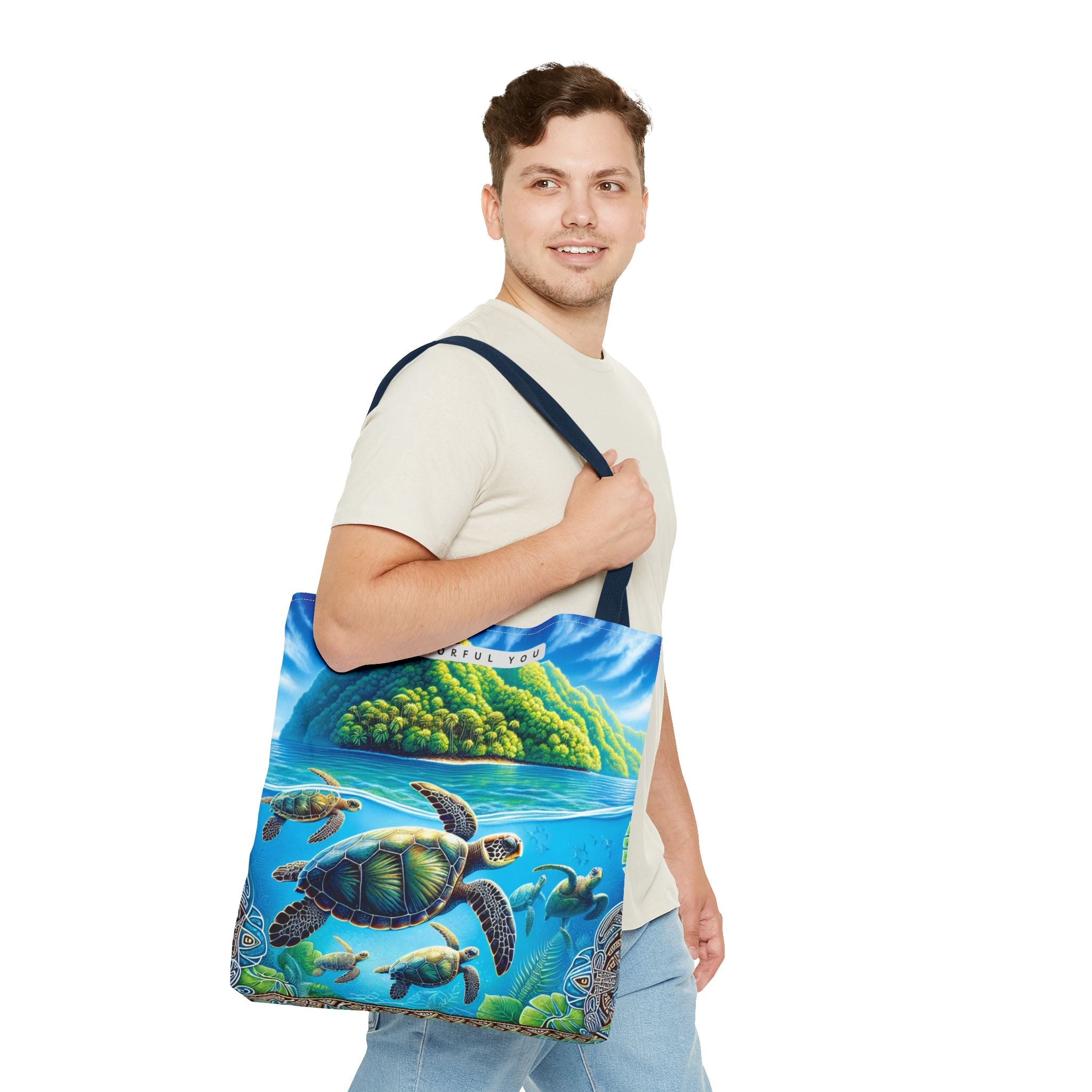 Colorful Ocean Turtle Tote Bag - Eco-Friendly Beach Bag for Nature Lovers