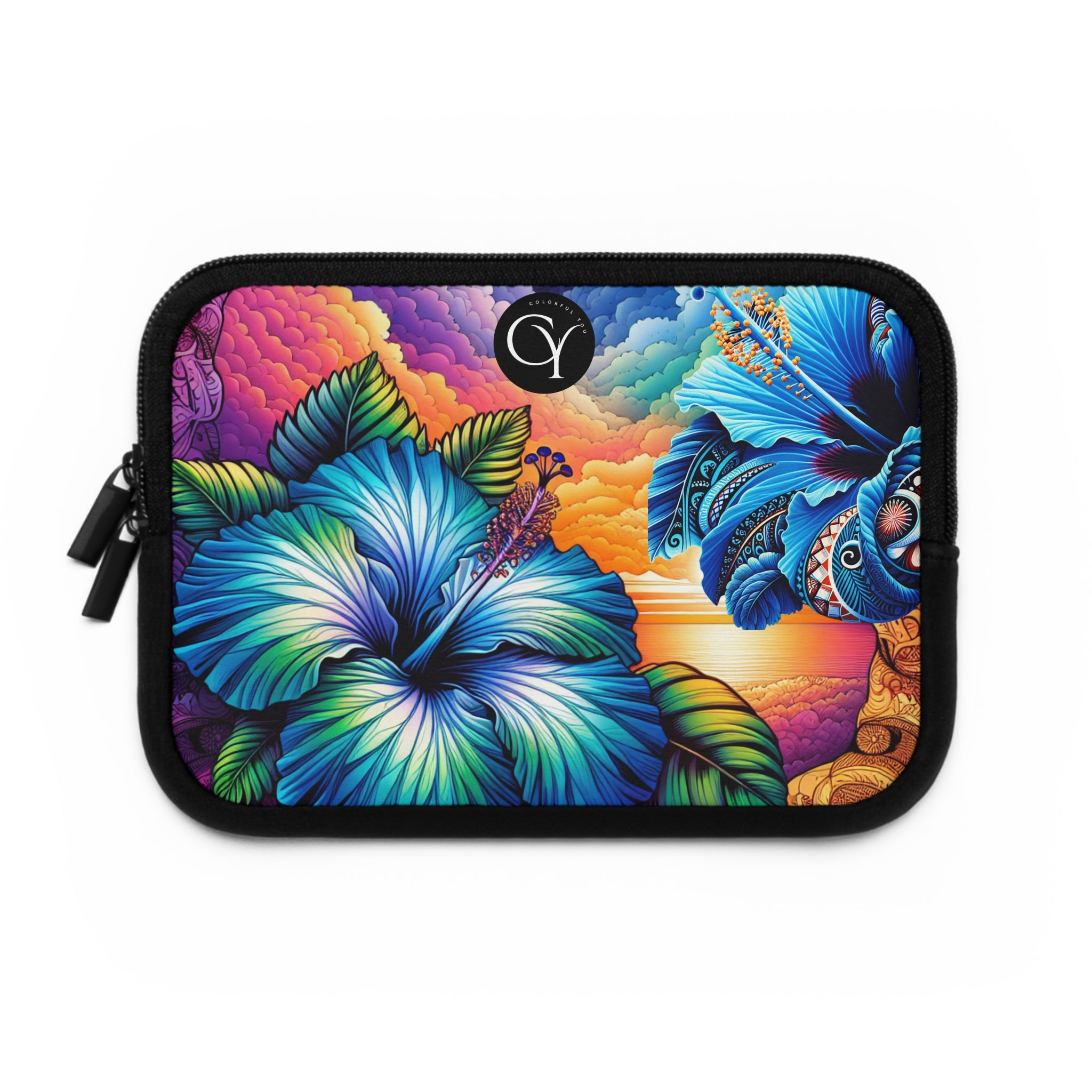 Laptop Sleeve Tropical Blue Hibiscus Sunset
