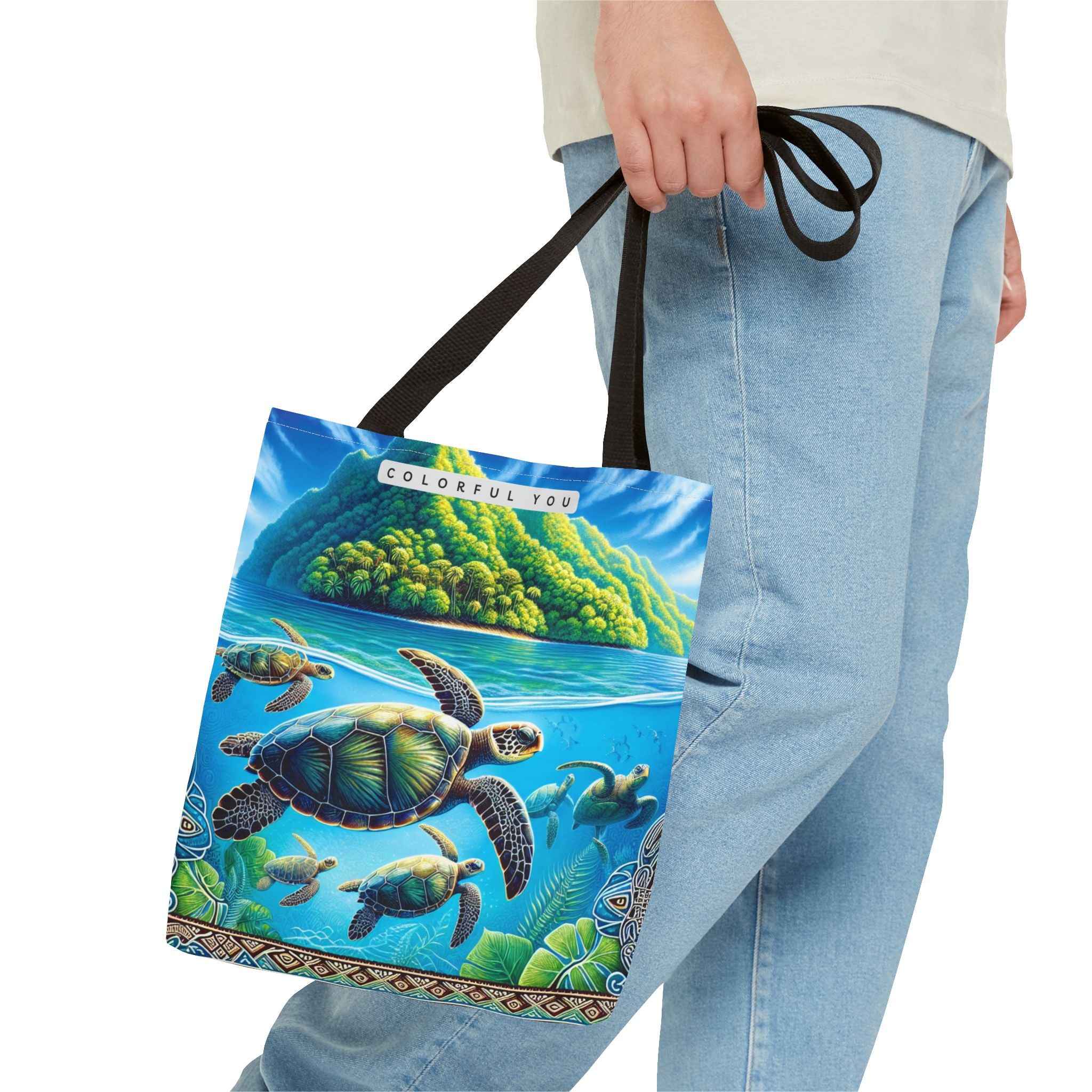 Colorful Ocean Turtle Tote Bag - Eco-Friendly Beach Bag for Nature Lovers