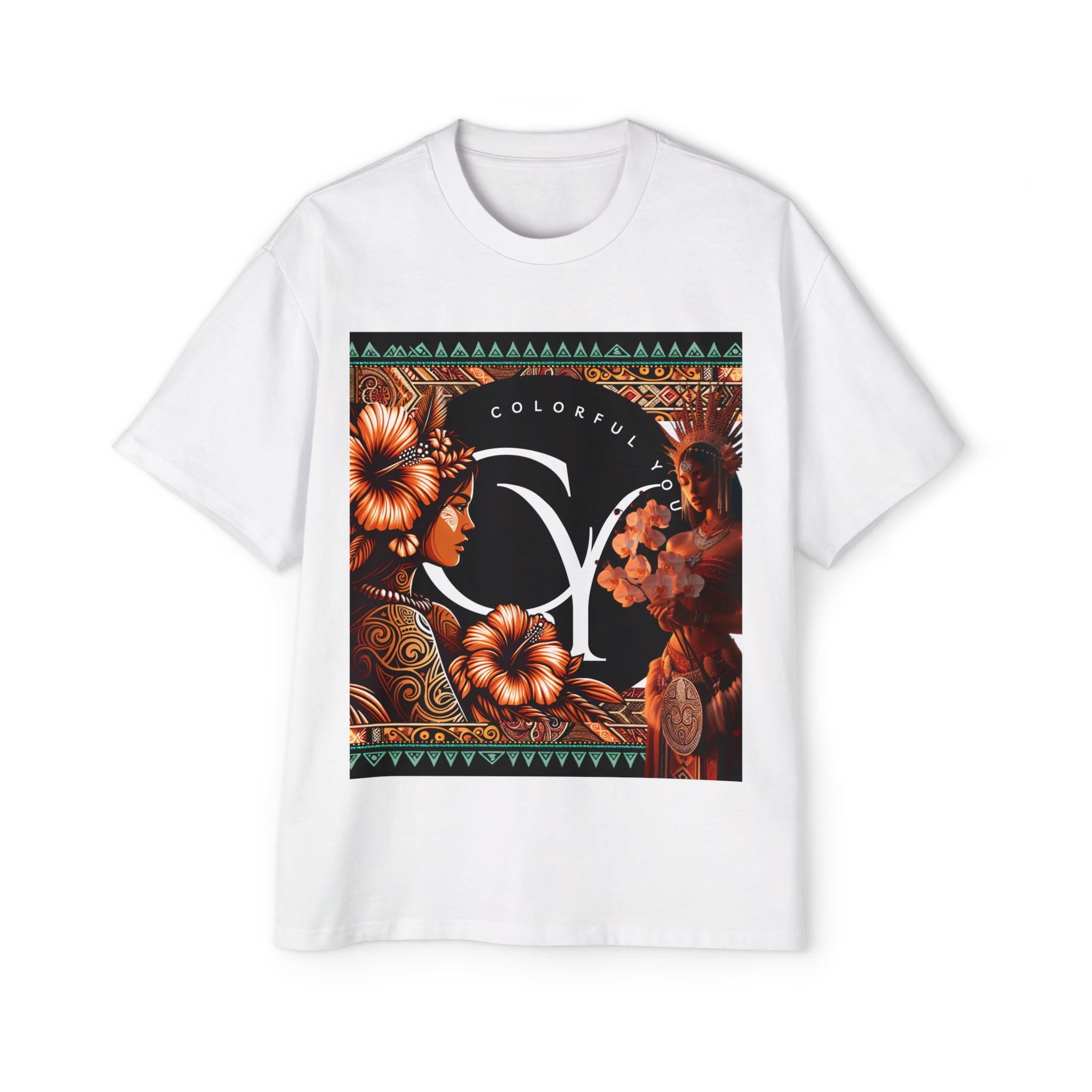 Colorful You Designer Front Tropical Sunset Graphic Tee - Relaxed Fit, Unisex, Bohemian Style, Beachwear, Travel Essentials