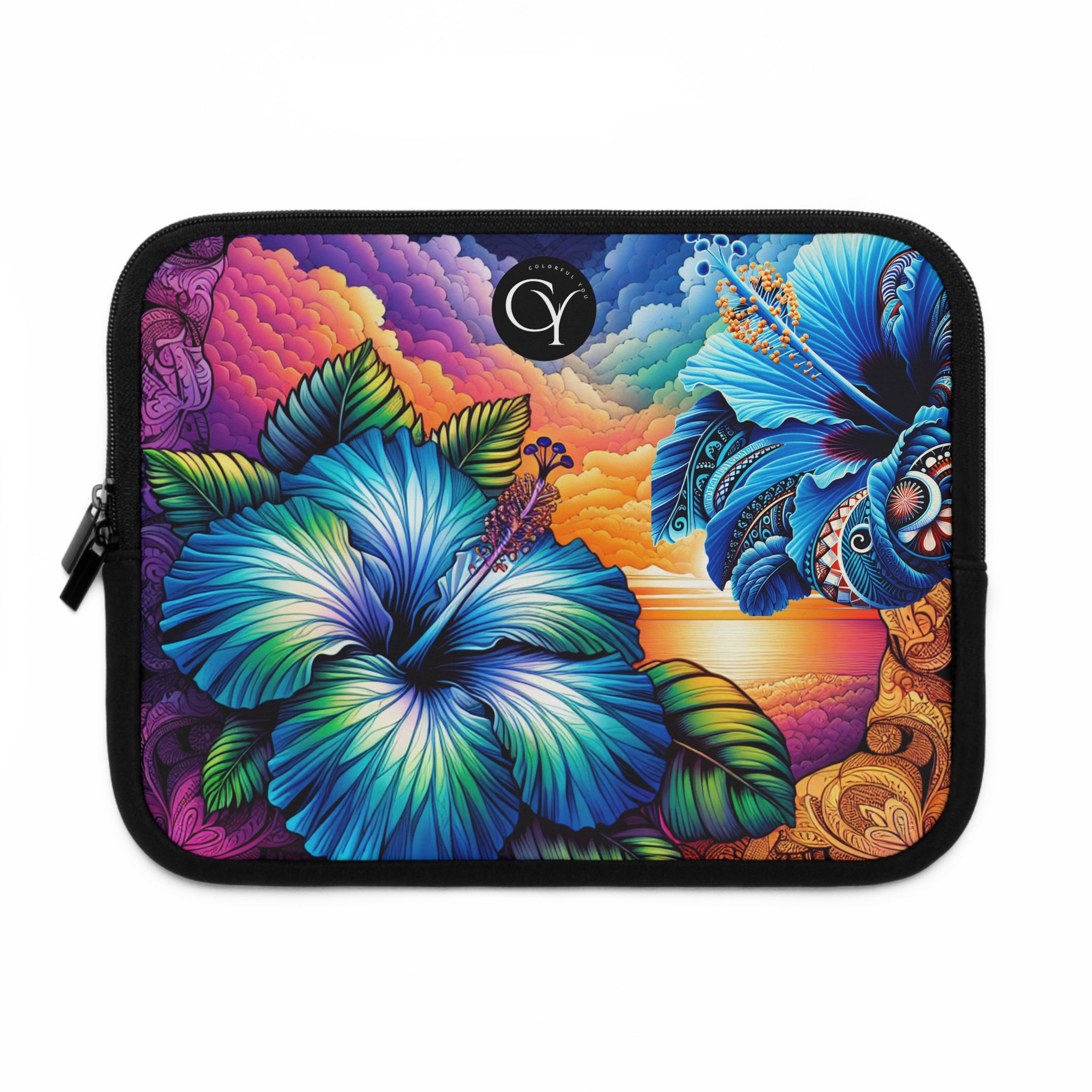 Laptop Sleeve Tropical Blue Hibiscus Sunset