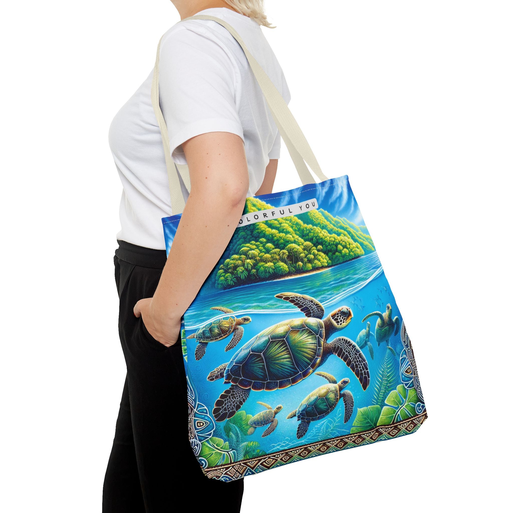 Colorful Ocean Turtle Tote Bag - Eco-Friendly Beach Bag for Nature Lovers