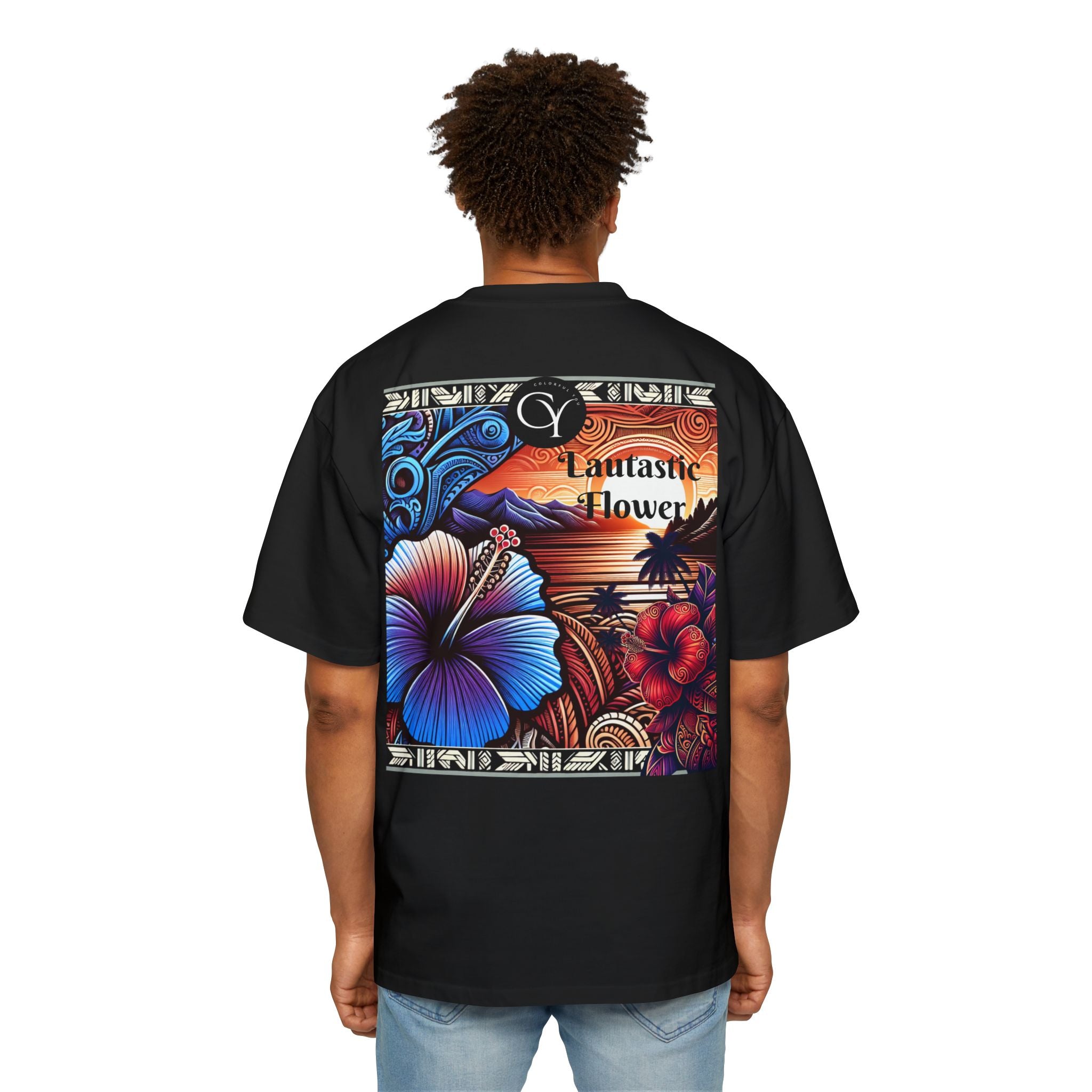Lautastic Flower Oversized Tee  - Vibrant Floral Graphic T-Shirt