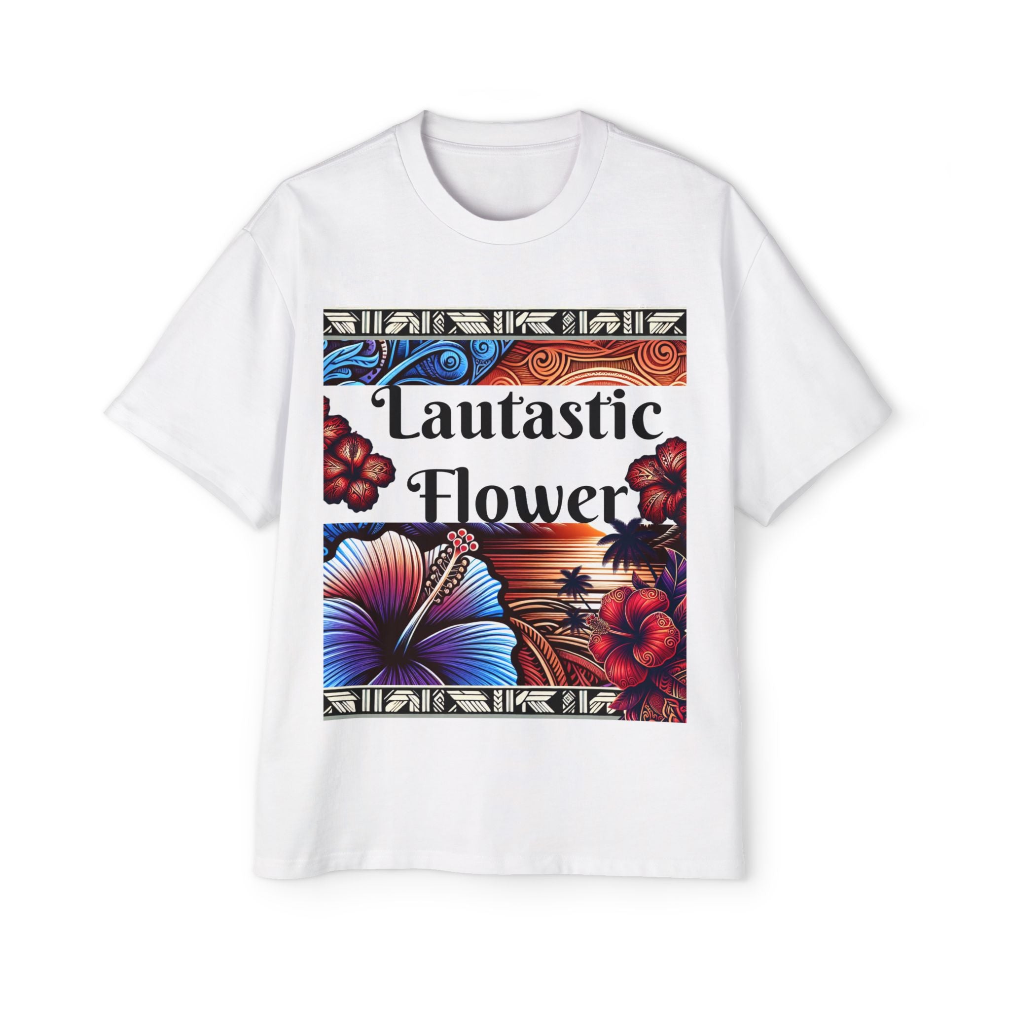 Lautastic Flower Oversized Tee  - Vibrant Floral Graphic T-Shirt