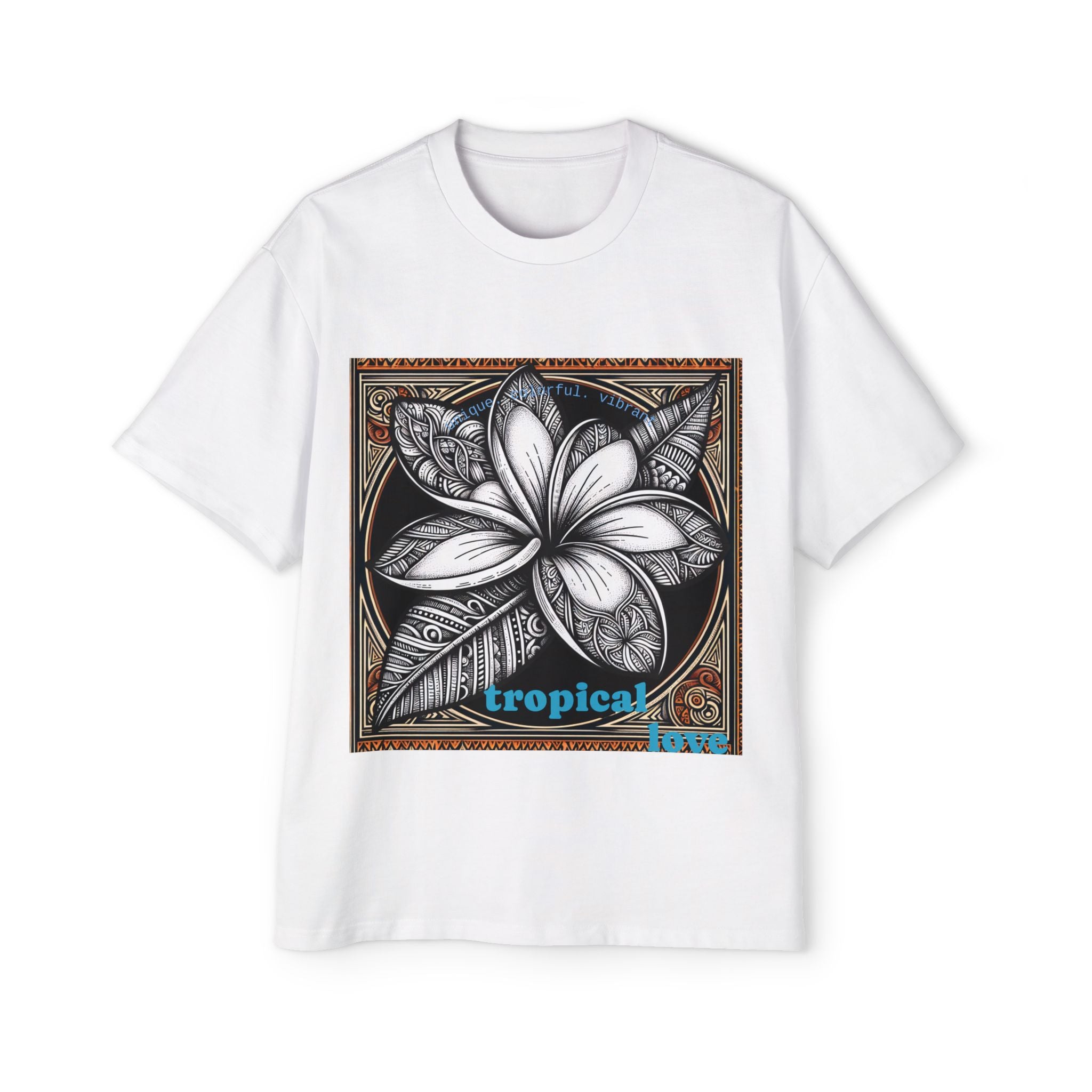 Tropical Love Oversized Premium Heavy Cotton Tee, Relaxed Fit T-Shirt, Gift for Him, Summer Style, Casual Wear, Unique Art Design