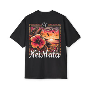 NeiMala Heavy Oversized Tee - Vibrant Floral Sunset Design
