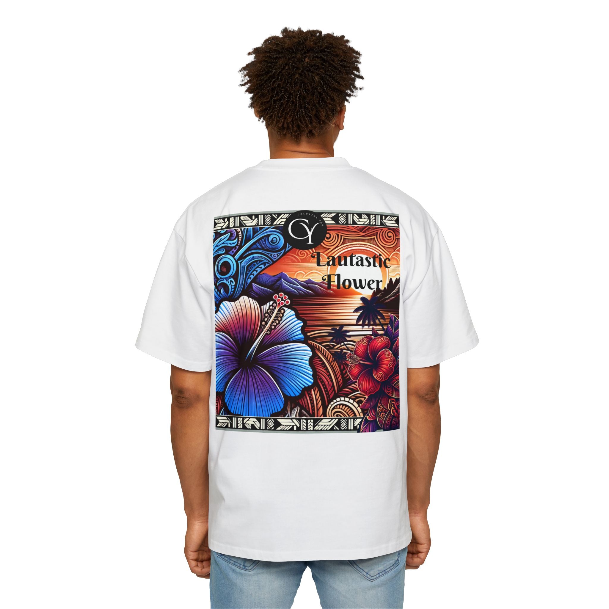 Lautastic Flower Oversized Tee  - Vibrant Floral Graphic T-Shirt