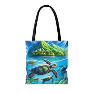 Colorful Ocean Turtle Tote Bag - Eco-Friendly Beach Bag for Nature Lovers