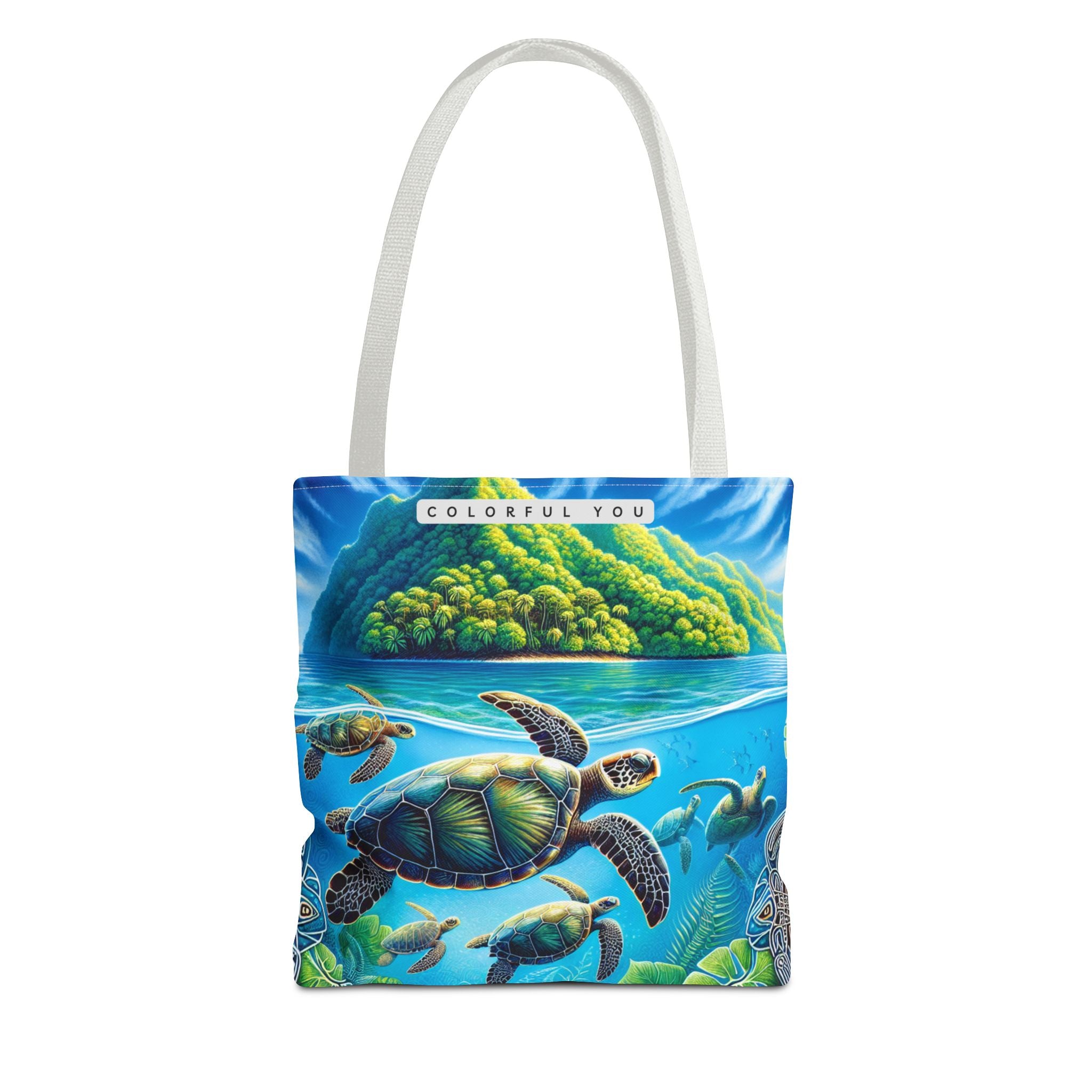 Colorful Ocean Turtle Tote Bag - Eco-Friendly Beach Bag for Nature Lovers