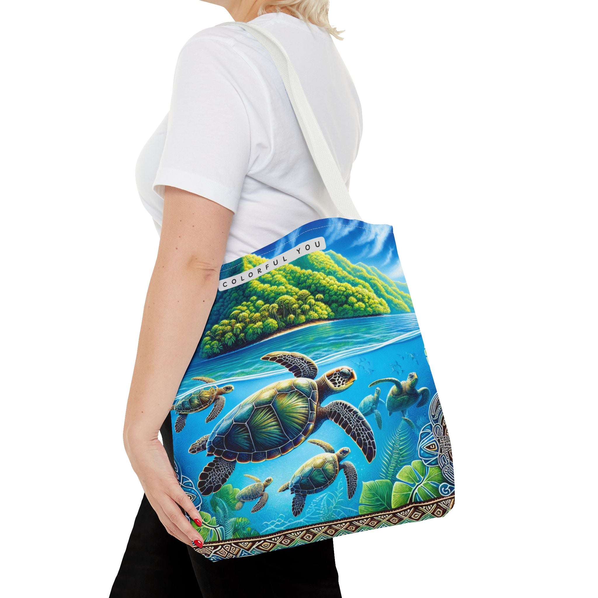 Colorful Ocean Turtle Tote Bag - Eco-Friendly Beach Bag for Nature Lovers