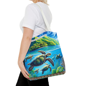 Colorful Ocean Turtle Tote Bag - Eco-Friendly Beach Bag for Nature Lovers