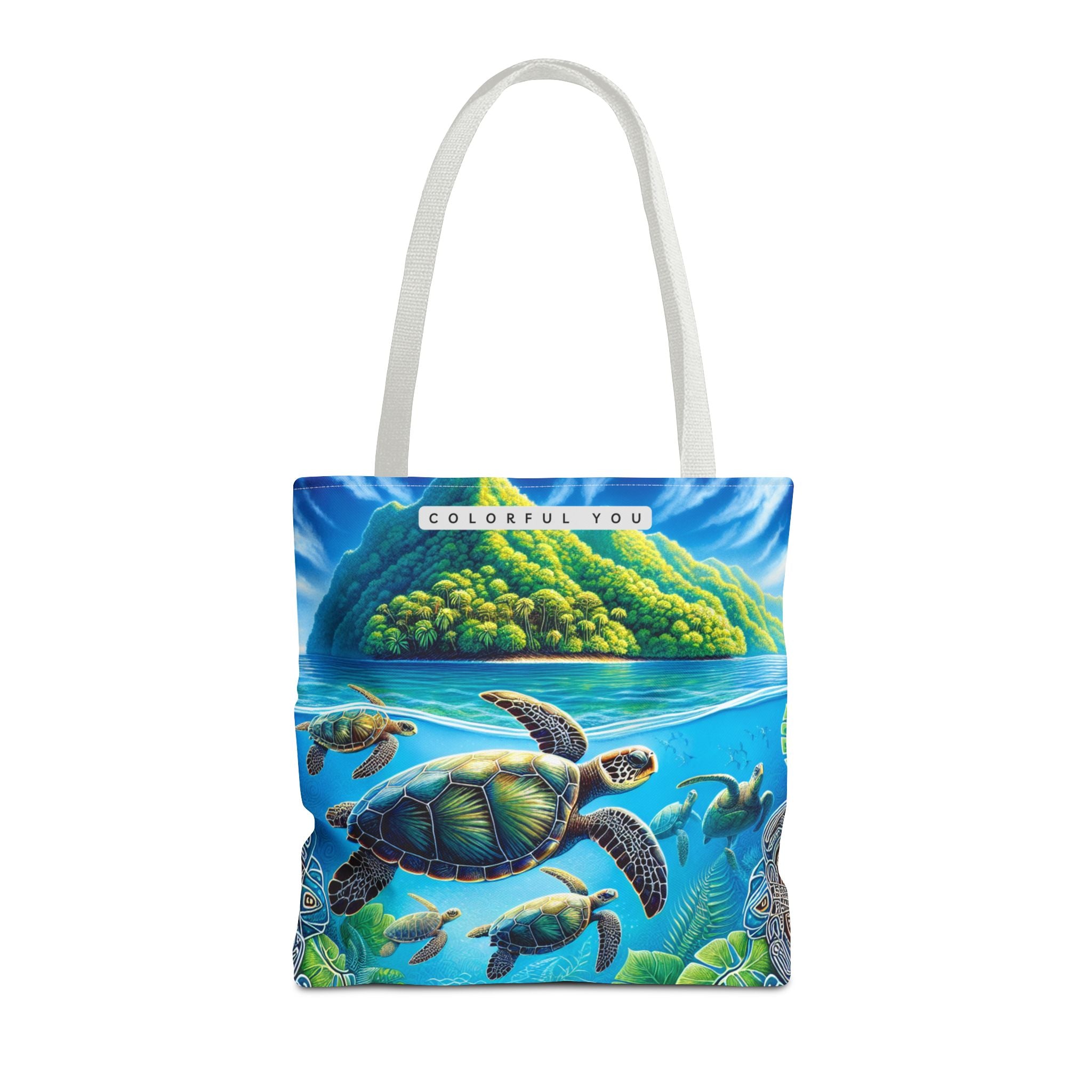 Colorful Ocean Turtle Tote Bag - Eco-Friendly Beach Bag for Nature Lovers