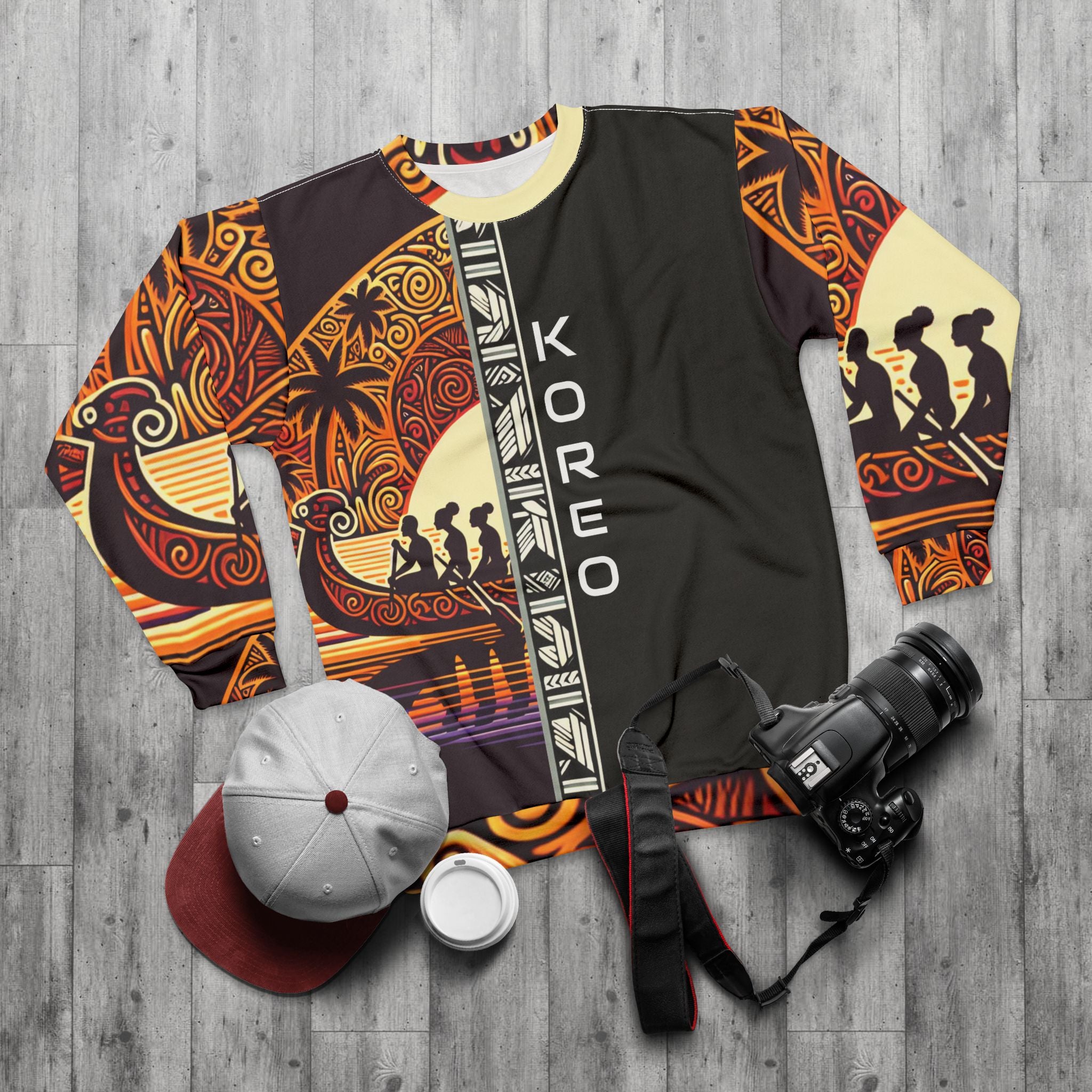 Koreo Unisex Sweatshirt - Vibrant Polynesian Art Design