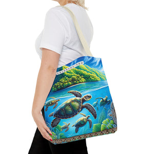 Colorful Ocean Turtle Tote Bag - Eco-Friendly Beach Bag for Nature Lovers
