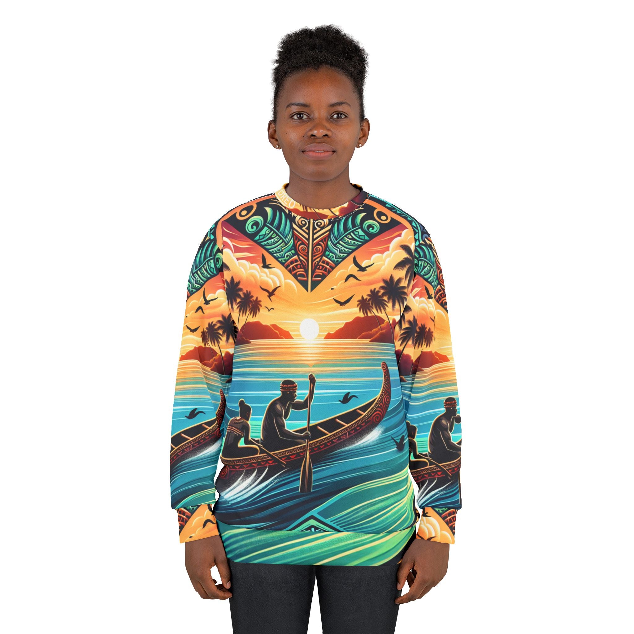Tropical Sunset Unisex Sweatshirt - Island Vibes Design for Relaxation and Adventure