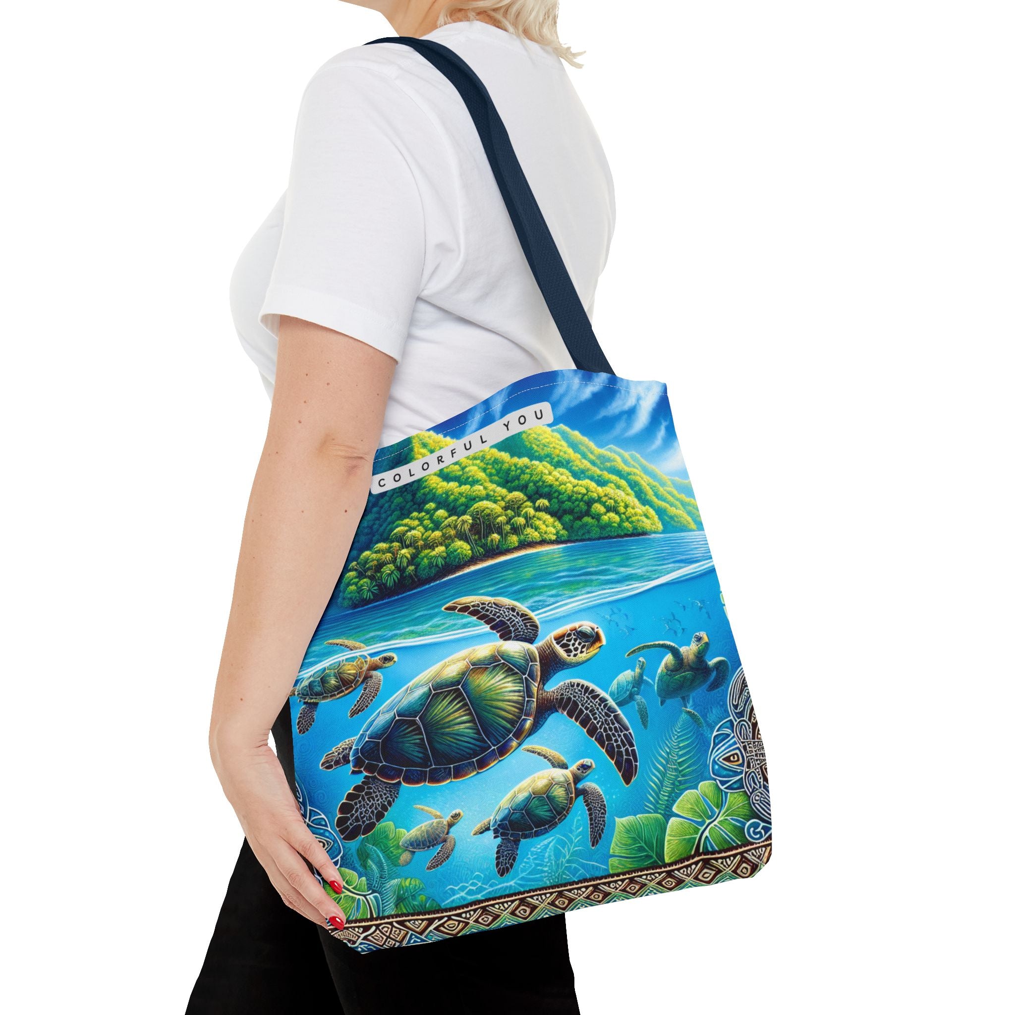 Colorful Ocean Turtle Tote Bag - Eco-Friendly Beach Bag for Nature Lovers