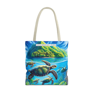 Colorful Ocean Turtle Tote Bag - Eco-Friendly Beach Bag for Nature Lovers