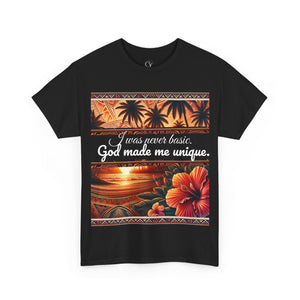 Tropical Graphic Tee featuring 'God Made Me Unique', Unisex Heavy Cotton Tee, Summer Vibe Shirt, Hawaiian Style Top, Gift for Nature [...]
