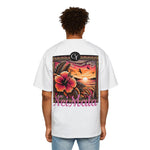 NeiMala Heavy Oversized Tee - Vibrant Floral Sunset Design