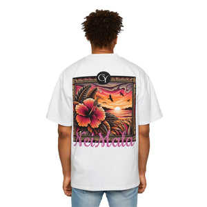 NeiMala Heavy Oversized Tee - Vibrant Floral Sunset Design