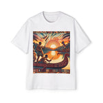 Sunset Voyage Oversized Tee - Relaxed Fit Shirt, Beachwear, Casual Outing, Gift for Him, Eco-Friendly Fashion
