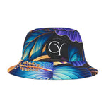 Blue Hibiscus Colorful Artistic Bucket Hat | Summer Vibes, Festival Wear, Beach Accessory, Unique Gift