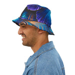 Blue Hibiscus Colorful Artistic Bucket Hat | Summer Vibes, Festival Wear, Beach Accessory, Unique Gift