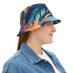 Blue Hibiscus Colorful Artistic Bucket Hat | Summer Vibes, Festival Wear, Beach Accessory, Unique Gift